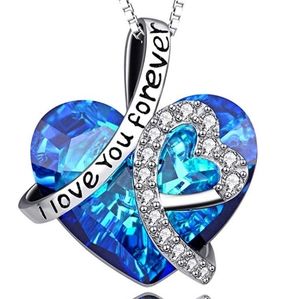 925 Sterling Silver Crystal Blue Pendant